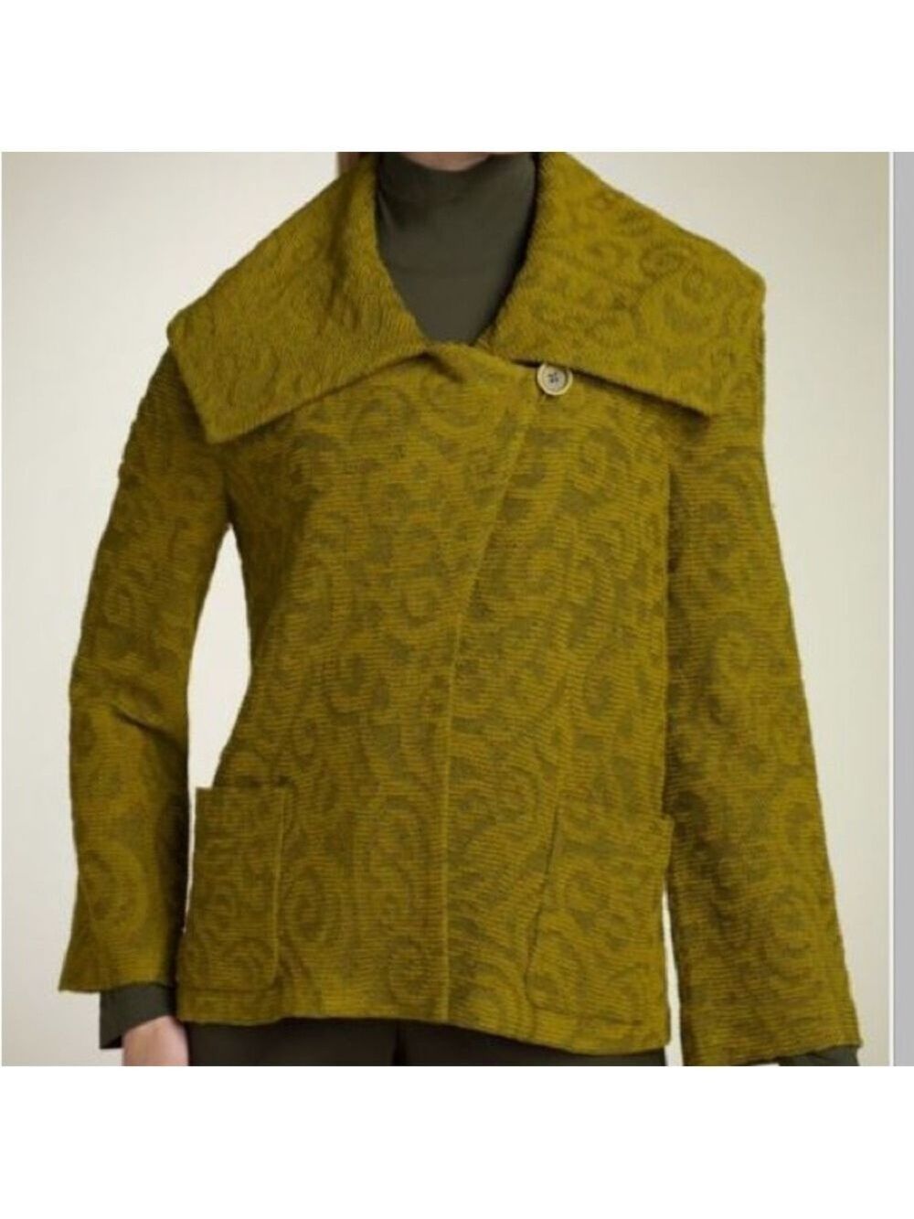 St. John Olive Scroll Tapestry Wool Blend Jacket - Picture 3 of 12